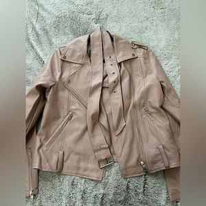 Salmon colored faux leather jacket, size small